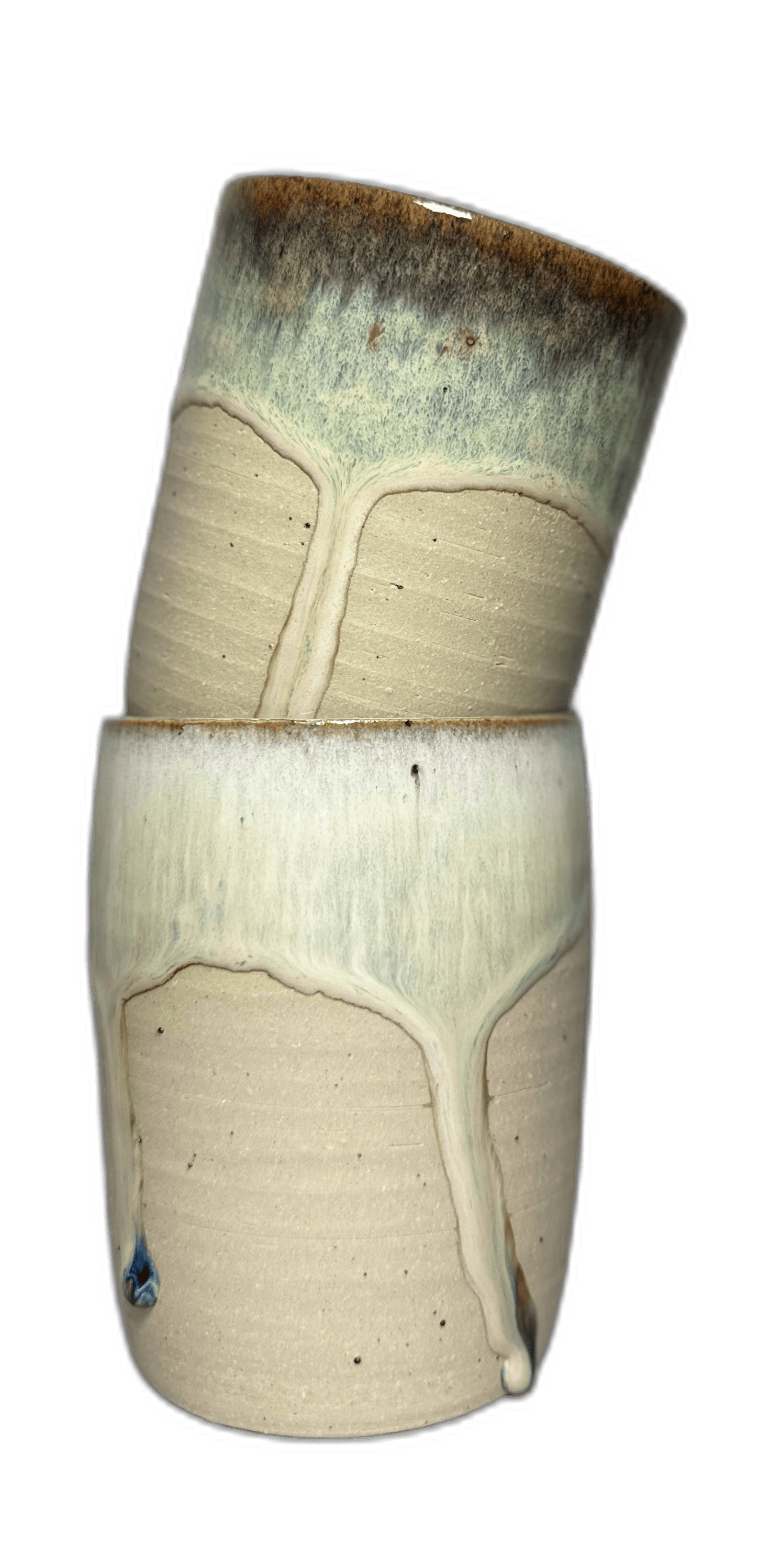 A stacked pair of ceramic forms for the sets category